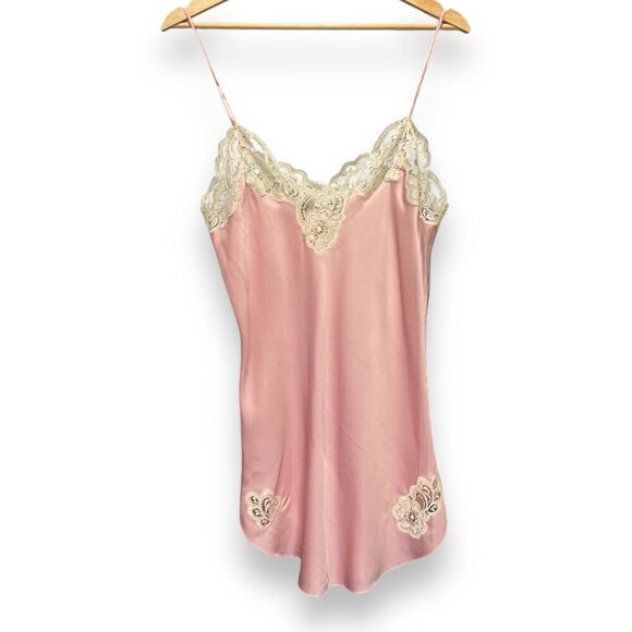 Vintage Rita Camisole Slip Chemise Negligee Nightgown, 100% Silk, Medium, Pink - Picture 1 of 8